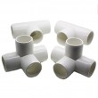 4 Way Tee PVC Fitting - Build Heavy Duty PVC Furniture - Grade SCH 40 PVC 1" Elbow Fittings - For One Inch Size Pipe - White [4 Pack]