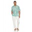 28 Palms Men's Relaxed-Fit Silk/Linen Hawaiian Shirt, Aqua Vintage Floral, X-Small