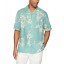 28 Palms Men's Relaxed-Fit Silk/Linen Hawaiian Shirt, Aqua Vintage Floral, X-Small