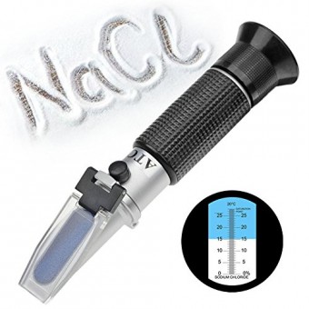 Salinity Refractometer 0~28% Scale Range, Measuring Sodium Chloride Content in Brine, Seawater and Industry. Salinometer for Food with Automatic Te...