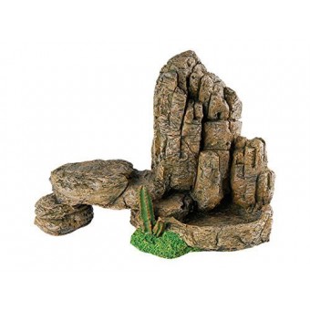 Reptile Rock Mountain & Cactus with Water Food Bowl Vivarium Ornament