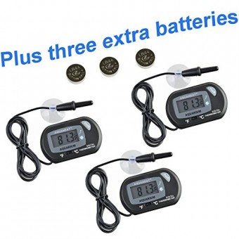 AQUANEAT Aquarium Digital Thermometer 3 PCS Fish Tank Water Terrarium Reptile FREE Extra Batteries