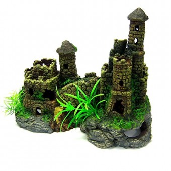 Towers Castle Cave 8.8" Aquarium Ornament Decor resin Fort Bunker house Building