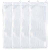 Small Aquarium Mesh Media Filter Bags - High Flow 500 micron - 4 pack - 3" by 8" with Drawstrings for Activated Carbon - Reusable Fish Tank Charcoa...