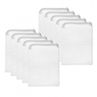 BCP 10 Pieces Nylon Aquarium Filter Media Bag Mesh Filter Bag Net Bag with Zipper White Color 11.75 x 8.25 inches