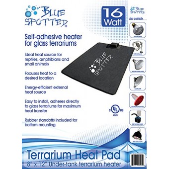 Blue Spotted Under Tank Heater, Terrarium Heat Pad, Size Medium 8 Inches x 12 Inches, For Reptiles, Amphibians And Small Animals And Use with Glass...