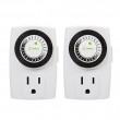 Century Indoor 24-Hour Mechanical Outlet Timer, 3 Prong, 2-Pack