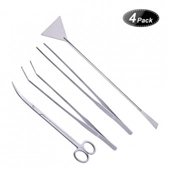 CNSTAR Aquatic plants Stainless Steel tools Convenient Operation Aquascape Scissors Spatula Tweezers Tool Set 4 in 1 for Aquarium Fish Tank Plant