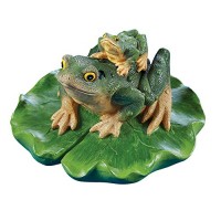 Collections Etc Lotus Leaf & Frogs Floater Outdoor Pool & Pond Ornament Garden Decoration