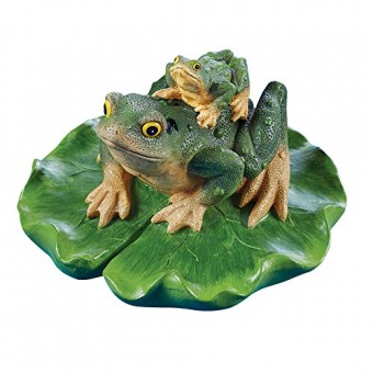 Collections Etc Lotus Leaf & Frogs Floater Outdoor Pool & Pond Ornament Garden Decoration