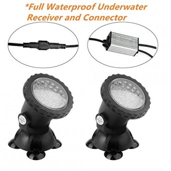 Pond Lights NEW UPGRADED Remote Control Submersible Lamp IP68 Totally Full Waterproof Underwater Aquarium Spotlight 36-LED Multi-color Decoration L...