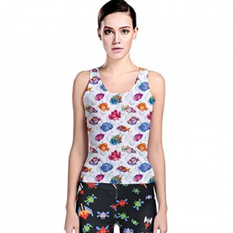 Colorful Sea Pattern Tropical Fish Medusa Ocean Tank Top