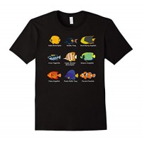 Mens Tropical Fish Guide with Clownfish and Angelfish T-Shirt 2XL Black