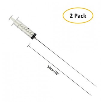 Deewell 2x Super Long Syringe 20” or 50cm Stainless Steel Needle Aquarium Coral Plant Feeder Fertilizer Injector Dispensing Industrial Fluid Sampli...