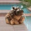 Design Toscano Hanna the Hippo African Decor Piped Pond Spitter Statue Water Feature, 10 Inch, Polyresin, Full Color