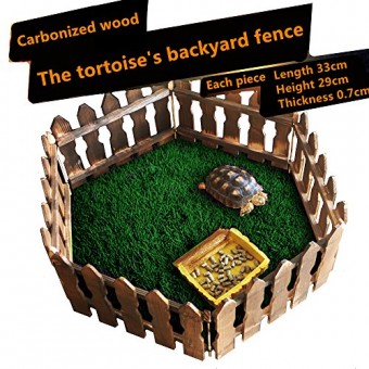 DREAMER.U DIY Reptile Landscaping Carbonized wooden fence Crafts Wood Picket Fence for Tortoise Turtle Amphibious tank Small Animals (10 pieces)