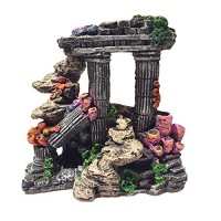 Evergreen Simulation Resin Roman Column Aquarium Decorations Fish Tank Rock Ruins Plants Decor Aquarium Decoration Ornaments