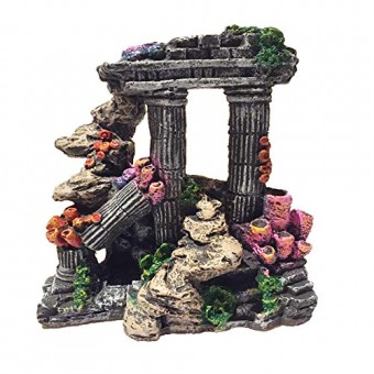 Evergreen Simulation Resin Roman Column Aquarium Decorations Fish Tank Rock Ruins Plants Decor Aquarium Decoration Ornaments