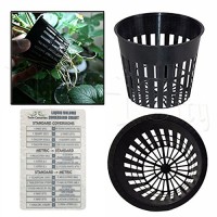 3.75" INCH NET POT FLEX MESH CUP AEROPONIC GROW BASKET HYDROPONIC CLONING EVERLASTICS +TWIN CANARIES CHART - Quantity 12