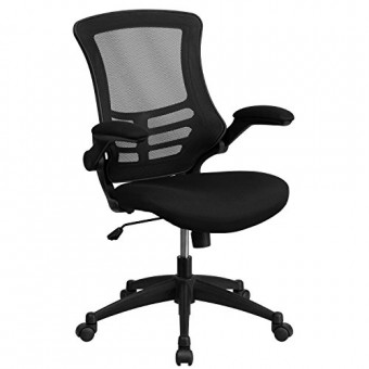 Flash Furniture Mid-Back Black Mesh Swivel Task Chair with Flip-Up Arms