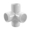 FORMUFIT F0014WT-WH-4 4-Way Tee PVC Fitting, Furniture Grade, 1" Size, White (Pack of 4)