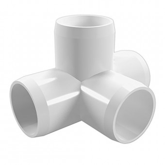 FORMUFIT F0014WT-WH-4 4-Way Tee PVC Fitting, Furniture Grade, 1" Size, White (Pack of 4)