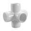 FORMUFIT F0015WC-WH-4 5-Way Cross PVC Fitting, Furniture Grade, 1" Size, White (Pack of 4)