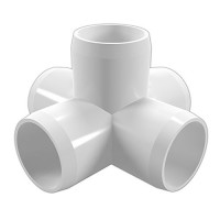 FORMUFIT F0015WC-WH-4 5-Way Cross PVC Fitting, Furniture Grade, 1" Size, White (Pack of 4)