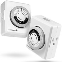 24 Hour Timer Outlet (2 Pack), Fosmon 3-Prong Dual Outlet Plug-in Mechanical Timer Grounded, ETL Listed