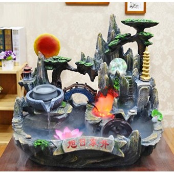 GL&G Rockery Water Creative Fish tank Bonsai Indoor Tabletop Fountains, living room office Resin Crafts Tabletop Scenes Ornaments Humidifier Parts ...