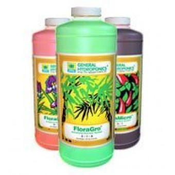 General Hydroponics Flora Series QT - FloraGro, FloraBloom, and FloraMicro, 32 oz each