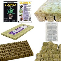 GRODAN A OK ROCKWOOL STONEWOOL HYDROPONIC GROW MEDIA + CLONEX ROOTING GEL 15 mL & TWIN CANARIES CHART - 100 PIECE 1 INCH x 1” + CLONEX