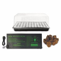 HTGSupply Floating Seed Starter Germination Kit with Root Plugs & Heat Mat