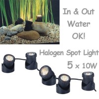 50w Halogen Submersible Light for Water Gardens and Ponds, Set of 5