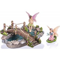 Joykick Fairy Garden Fish Pond Kit - Miniature Hand Painted Figurine Statues with Accessories - Set of 4pcs for Your House or Lawn Decor