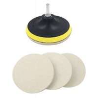 Kicpot Wool Felt Disc Polishing Pads and Backing Pad with M14 Drill Adapter Kit to Grind and Polish Glass Plastic Metal Marble