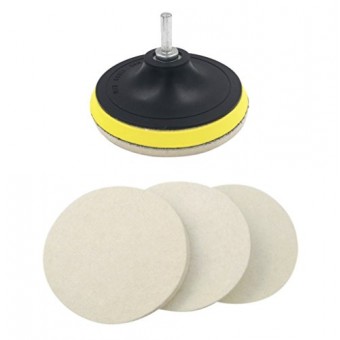 Kicpot Wool Felt Disc Polishing Pads and Backing Pad with M14 Drill Adapter Kit to Grind and Polish Glass Plastic Metal Marble