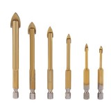 KKmoon 6pcs/set Carbide Alloy Titanium Plated Triangle Glass Drill Tungsten Steel Tile Drill KKmoon 6pcs/set Carbide Alloy Titanium Plated Triangle Glass Drill Tungsten Steel Tile Drill