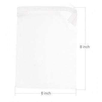 Kloud City 10PCS 8'' x 6'' White Color Fish Tank Filter Mesh Bags with Plastic Zippers , Aquarium Pond Filter Bag