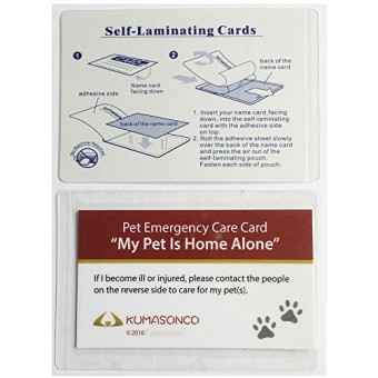 KumasonCo Pet Emergency Care Cards with Laminating Pouches (Pack of 2)