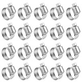 LOKMAN Hose Clamp, 20 Pack Stainless Steel Adjustable 6-12mm Size Range Worm Gear Hose Clamp, Fuel Line Clamp for Plumbing, Automotive And Mechanic...