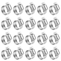 LOKMAN Hose Clamp, 20 Pack Stainless Steel Adjustable 6-12mm Size Range Worm Gear Hose Clamp, Fuel Line Clamp for Plumbing, Automotive And Mechanic...