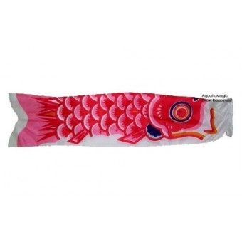 Luffy Koi Nobori Windsock Red Nylon Fish Kite (24x6”): Bright Colored Japanese Carp Flag Decoration for Aquarium Lovers & Teachers: Looks Great in ...