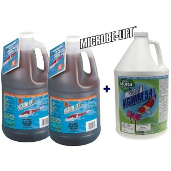 Microbe Lift PL 2 Gallons + Microbe Lift Algaway Gallon Pond Water Treatment Duo