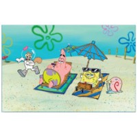 Penn Plax SpongeBob Squarepants Beach Aquarium Background