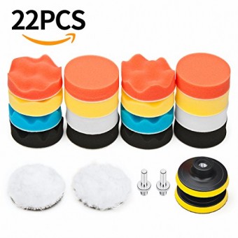 Car Foam Drill Polishing Pad Kit 22 PCS, 3 Inch Buffing Pads