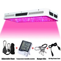 Phlizon Newest 2000W High Power Series Plant LED Grow Light,with Thermometer Humidity Monitor,with Adjustable Rope,Double Chips Full Spectrum Grow ...