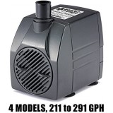 PonicsPump PP29105: 291 GPH Submersible Pump with 5' Cord - 16W… for Hydroponics, Aquaponics, Fountains, Ponds, Statuary, Aquariums & more. Comes w...
