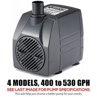 PonicsPump PP40006: 400 GPH Submersible Pump with 6' Cord - 25W… for Hydroponics, Aquaponics, Fountains, Ponds, Statuary, Aquariums & more. Comes w...