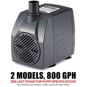 PonicsPump PP80006: 800 GPH Submersible Pump with 6' Cord - 60W… for Hydroponics, Aquaponics, Fountains, Ponds, Statuary, Aquariums, Waterfalls & m...